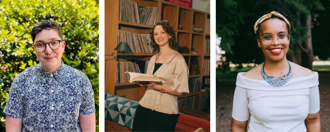 Headshot of the three 2026 Retreat Planners: Ryan Adelsheim, Sophie Blumberg, and Phaedra Michelle Scott.